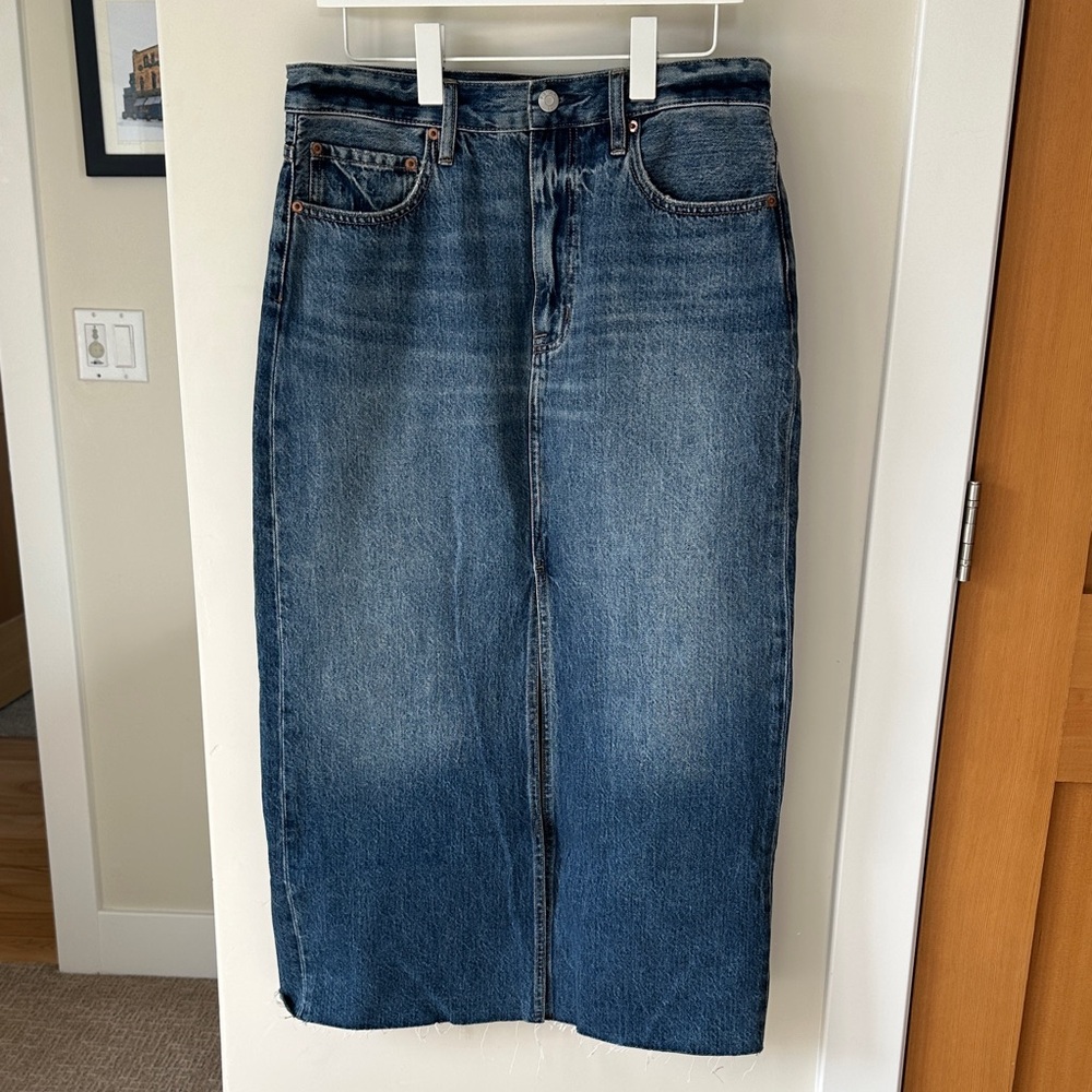Pistola Deep Blue Denim Midi Skirt